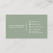 Massage Therapist Sage Green  Visitenkarte (Rückseite)
