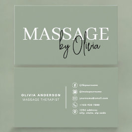 Massage Therapist Sage Green Visitenkarte