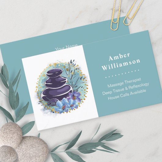 Massage Therapist Salon Spa Stylist Zen Stones Visitenkarte