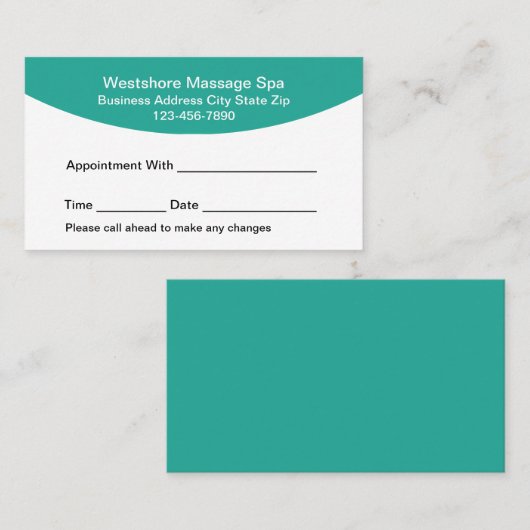 Massage Therapist Spa Appointment Cards Terminkarte (Vorne/Hinten)