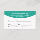 Massage Therapist Spa Appointment Cards Terminkarte (Vorderseite)