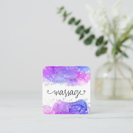** Massage Therapist Therapy Glitzer Herz Quadratische Visitenkarte (Stehend Vorderseite)