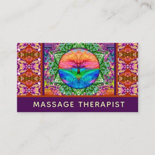 Massage Therapist Tree of Life Business Card Visitenkarte (Vorderseite)