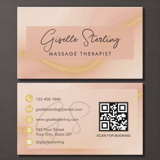 Massage Therapist Watercolor QR Code Visitenkarte