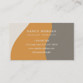 Massage Therapy Earth Tones Rustikale Visitenkarte (Rückseite)