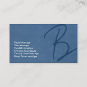 Massage Therapy Elegant Script Navy Blue Visitenkarte (Rückseite)