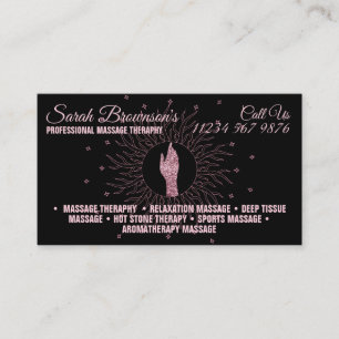 Massage Therapy Glitzer Skriptbehandlung Hände Visitenkarte