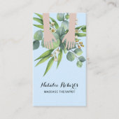 Massage Therapy Heilung Hände Botanischer Blauer W Visitenkarte (Vorderseite)
