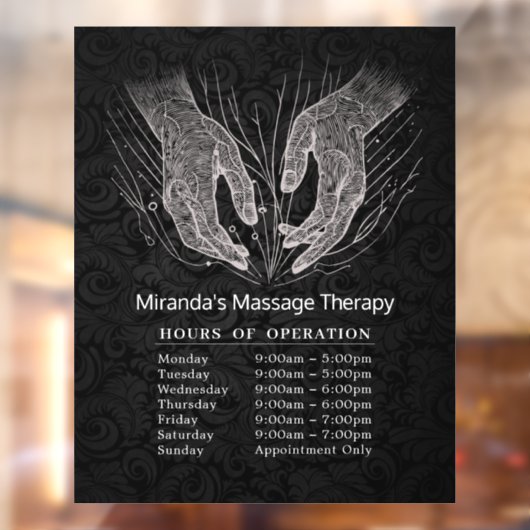 Massage Therapy Heilung Hände Energie Öffnungszeit Fensteraufkleber (Blatt 2)