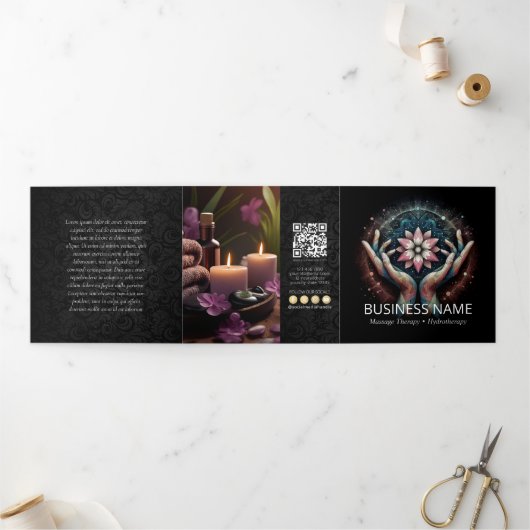 Massage Therapy Heilung Hände Energie Wellness-Cen Dreifach Gefaltete Karte (Außenbereich)