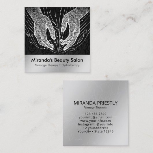 Massage Therapy Heilung Hände Energie Wellness-Cen Quadratische Visitenkarte (Vorne/Hinten)