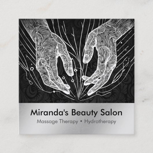 Massage Therapy Heilung Hände Energie Wellness-Cen Quadratische Visitenkarte (Vorderseite)