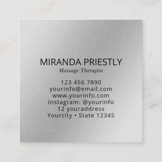 Massage Therapy Heilung Hände Energie Wellness-Cen Quadratische Visitenkarte (Rückseite)