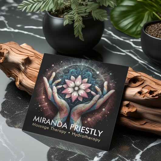 Massage Therapy Heilung Hände Energie Wellness-Cen Quadratische Visitenkarte