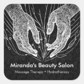 Massage Therapy Heilung Hände Energie Wellness-Cen Quadratischer Aufkleber (Vorderseite)