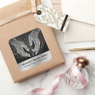 Massage Therapy Heilung Hände Energie Wellness-Cen Quadratischer Aufkleber