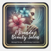 Massage Therapy Heilung Hände Energie Wellness-Cen Quadratischer Aufkleber (Vorderseite)