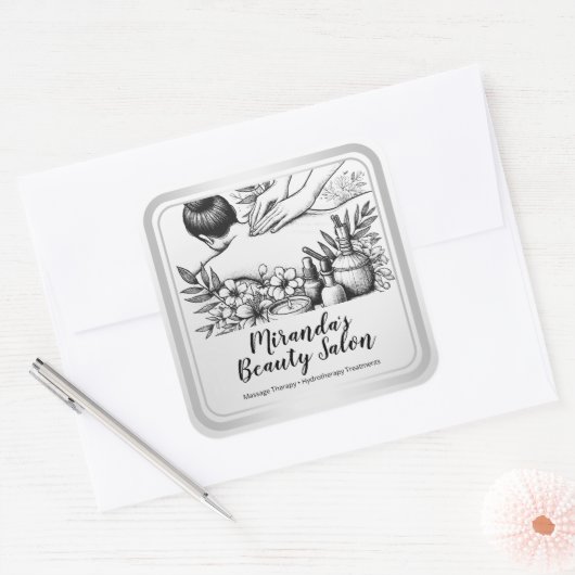 Massage Therapy Heilung Hände Energie Wellness-Cen Quadratischer Aufkleber (Umschlag)