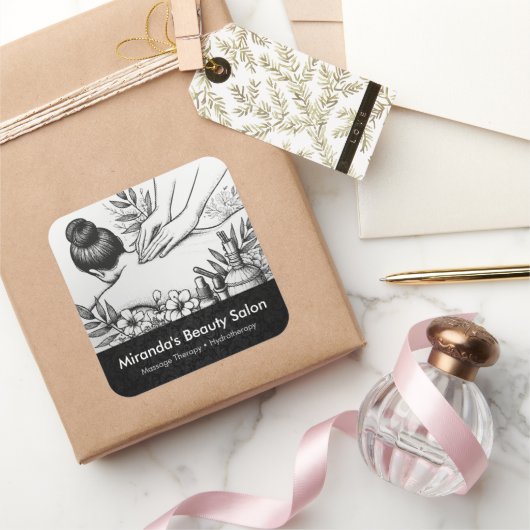 Massage Therapy Heilung Hände Energie Wellness-Cen Quadratischer Aufkleber (Schenken)