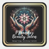 Massage Therapy Heilung Hände Energie Wellness-Cen Quadratischer Aufkleber (Vorderseite)