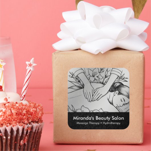 Massage Therapy Heilung Hände Energie Wellness-Cen Quadratischer Aufkleber (Party)