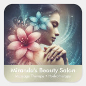 Massage Therapy Heilung Hände Energie Wellness-Cen Quadratischer Aufkleber (Vorderseite)