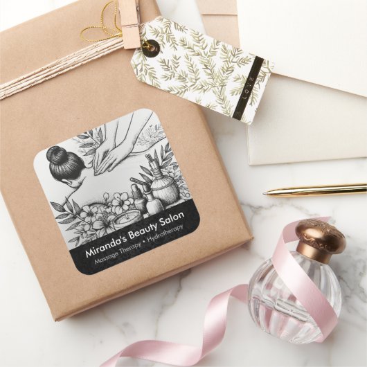 Massage Therapy Heilung Hände Energie Wellness-Cen Quadratischer Aufkleber (Schenken)