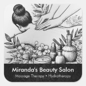 Massage Therapy Heilung Hände Energie Wellness-Cen Quadratischer Aufkleber (Vorderseite)