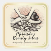 Massage Therapy Heilung Hände Energie Wellness-Cen Quadratischer Aufkleber (Vorderseite)