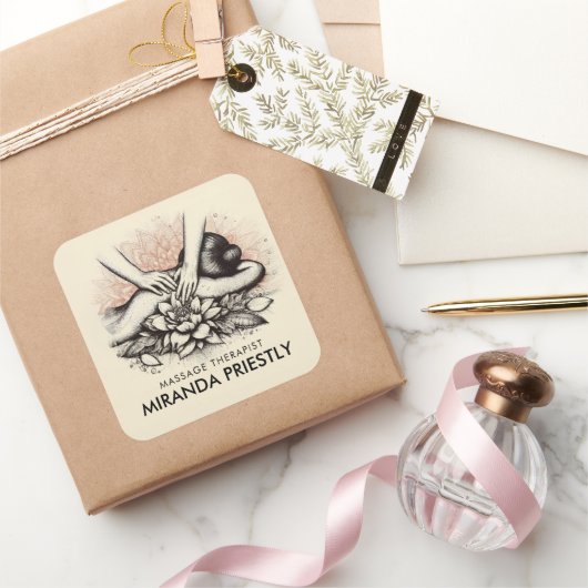 Massage Therapy Heilung Hände Energie Wellness-Cen Quadratischer Aufkleber (Schenken)