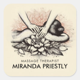 Massage Therapy Heilung Hände Energie Wellness-Cen Quadratischer Aufkleber