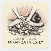 Massage Therapy Heilung Hände Energie Wellness-Cen Quadratischer Aufkleber (Vorderseite)