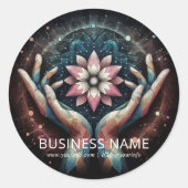 Massage Therapy Heilung Hände Energie Wellness-Cen Runder Aufkleber (Vorderseite)