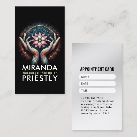 Massage Therapy Heilung Hände Energie Wellness-Cen Terminkarte (Vorne/Hinten)