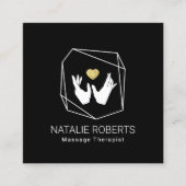 Massage Therapy Heilung Hände Gold Herz geometrisc Quadratische Visitenkarte (Vorderseite)