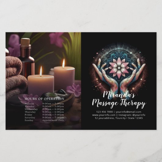 Massage Therapy Heilung Hände Preis Bifold Flyer (Vorderseite)