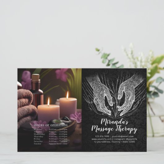 Massage Therapy Heilung Hände Preis Bifold Flyer (Stehend Vorderseite)