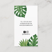 Massage Therapy Heilung Hände Tropische Blätter We Visitenkarte (Rückseite)