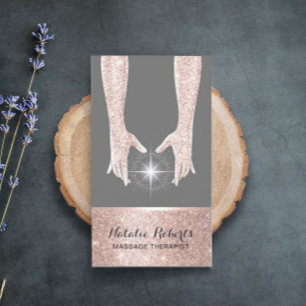 Massage Therapy Rose Gold Healing Hands Reiki Well Visitenkarte