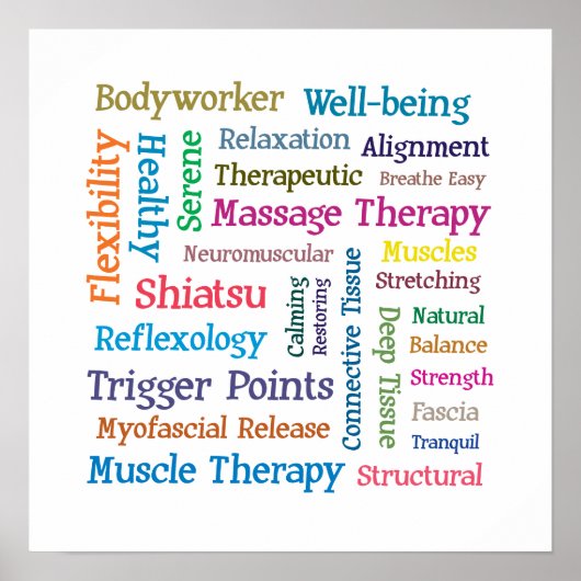 Massage Therapy Word Collage Cloud Poster (Vorne)