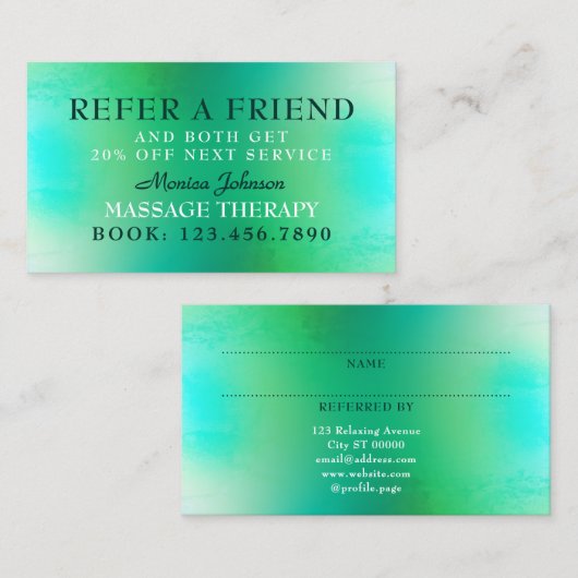 Massage- und Wellnessüberweisungskarte Empfehlungskarte (Vorne/Hinten)