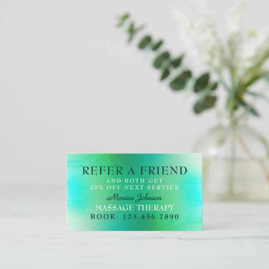 Massage- und Wellnessüberweisungskarte Empfehlungskarte (Stehend Vorderseite)