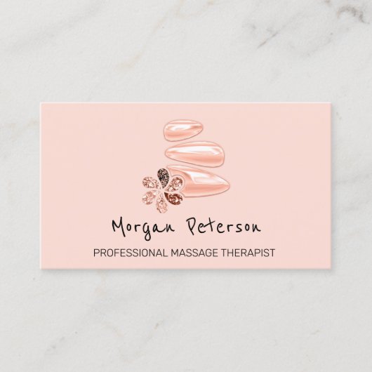 Massage Wellness-Center Wellness Beauty Rose Logo Terminkarte (Vorderseite)