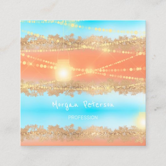 Massage Wellness-Center Wellness Blue Gold Lights Terminkarte (Vorderseite)