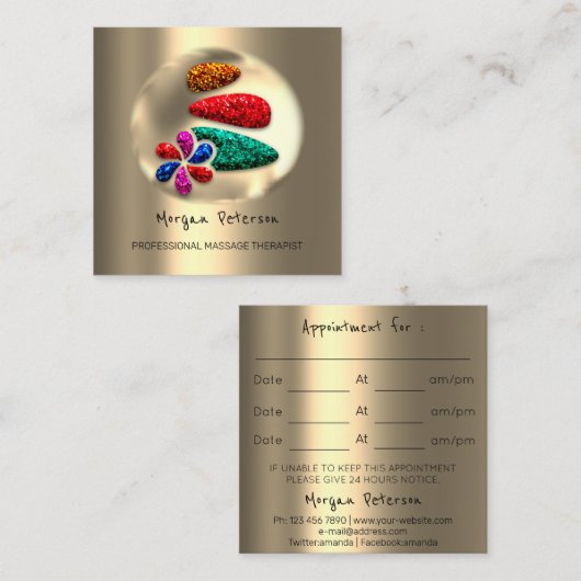Massage Wellness-Center Wellness Blume Gold Logo S Terminkarte (Vorne/Hinten)