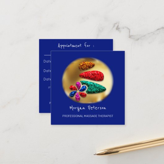 Massage Wellness-Center Wellness Blume Gold Logo S Terminkarte (Vorderseite/Rückseite Beispiel)