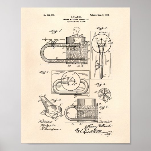 Massagegerät 1900 Patent Art Old Peper Poster (Vorne)