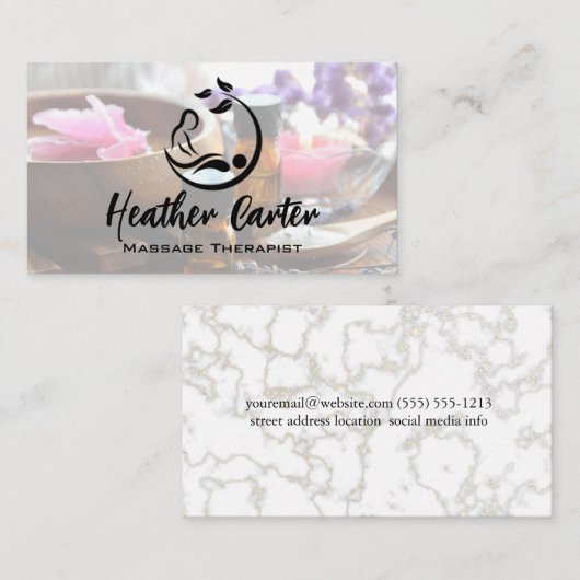 Massagelogo | Wellness-Center Oils verkauft Visite Visitenkarte (Vorne/Hinten)