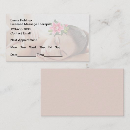 Massageplan Erinnerung Visitenkarten Terminkarte (Vorne/Hinten)
