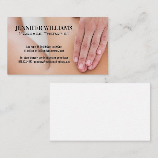 Massagesitzung | Handmassage Visitenkarte (Vorne/Hinten)